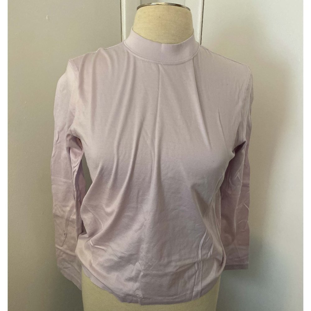 Uniqulo Light Purple/Lilac Cotton mock neck long sleeve shirt Size Small